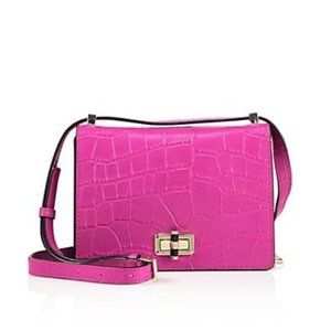 BRAND NEW DVF CROCODILE EMBOSSED LEATHER HANDBAG IN SUMMER BEET (FUSCHIA) COLOR